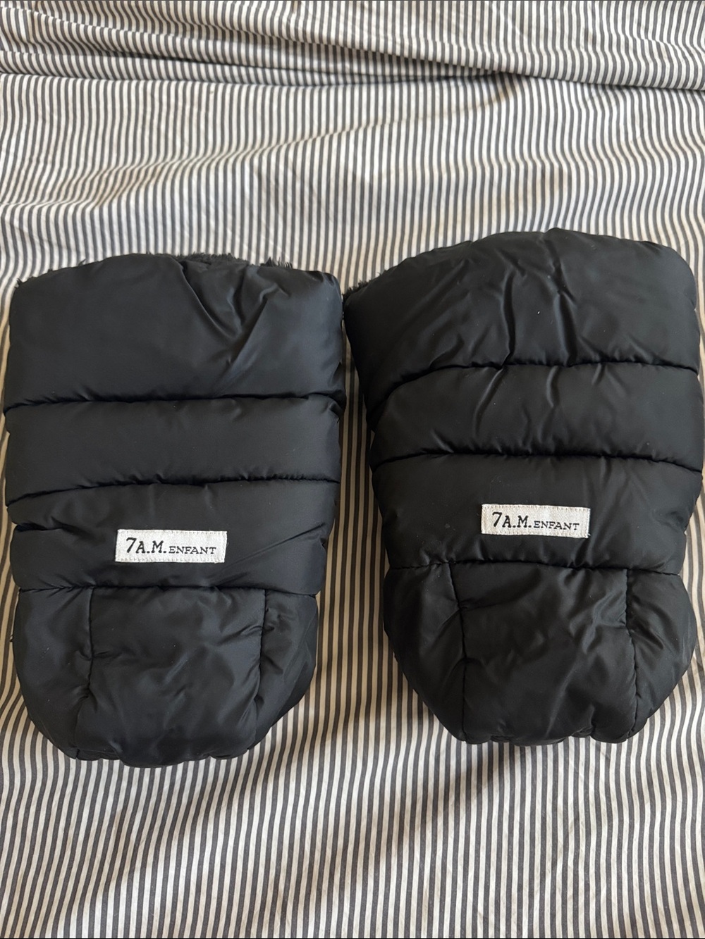 7 A.M. Enfant Black Puffer Stroller Hand Muff Set